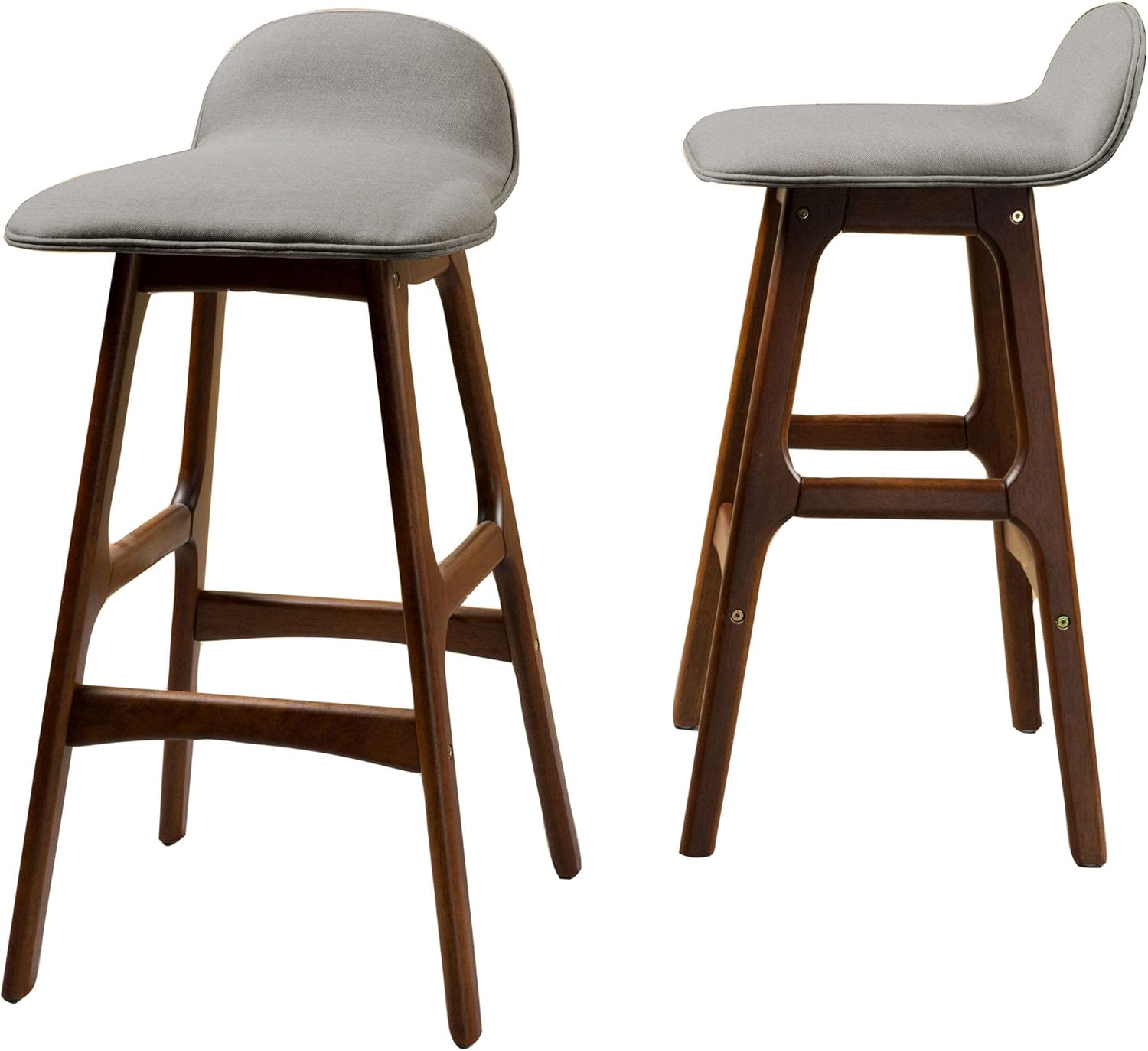 Christopher Knight Home Taburetes de bar de tela Anatoli, juego de 2 piezas, gris claro