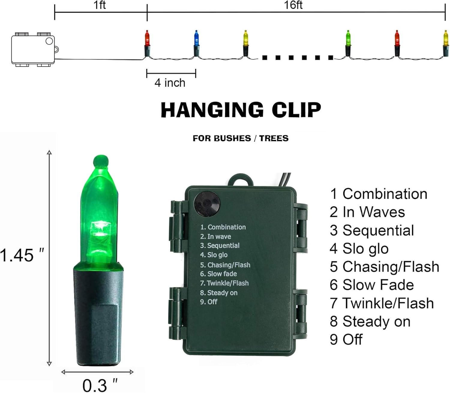 FUNPENY – Paquete de 50 x 2 luces LED de Navidad para uso al aire libre de 16 pies, tira de luces con 8 modos, luces impermeables para árbol en