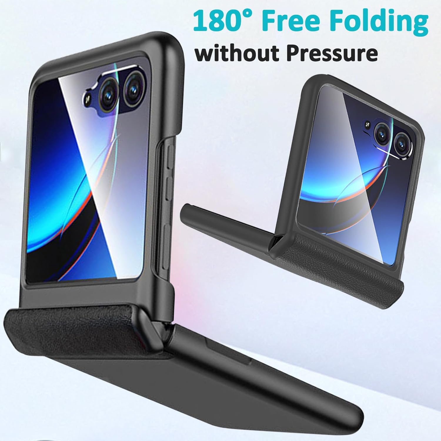 NINKI Funda con tapa compatible con Motorola Razr Plus 2023 con protector de pantalla, transparente para Motorola Razr 40 Ultra, funda protectora a