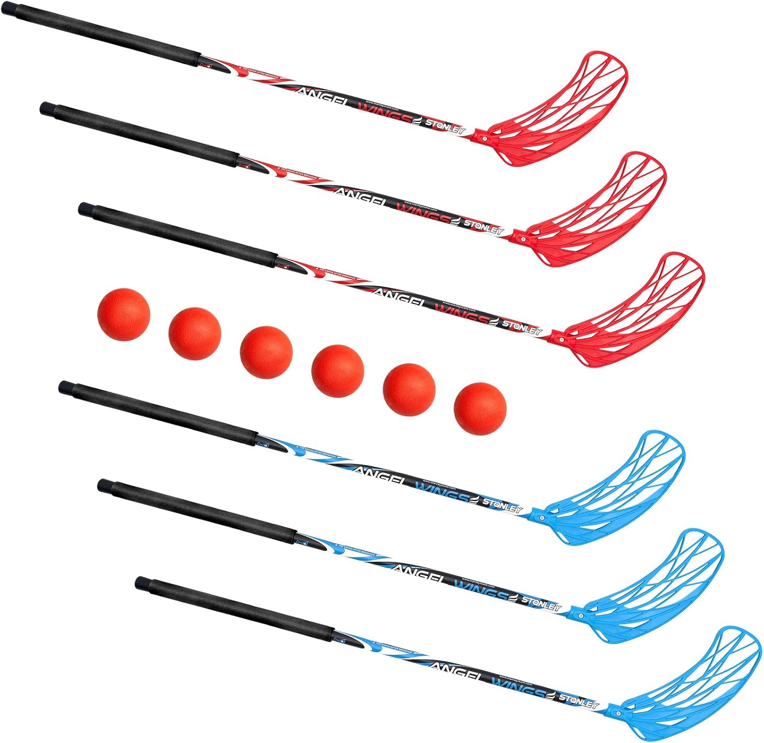 Juego de 12 piezas de 6 bolas de floorball elemental de 37.4 pulgadas y pelota de floorball para niños y adolescentes, pelota de floorball para