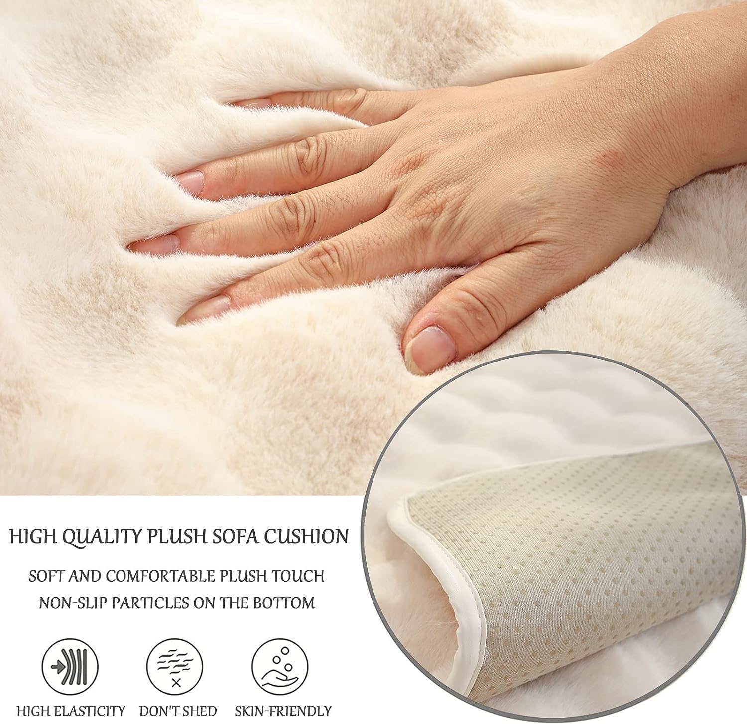 Cojín grueso de felpa de conejo para sofá, funda para sofá de esquina de 3214 plazas, protector de muebles de piel sintética súper suave lavable
