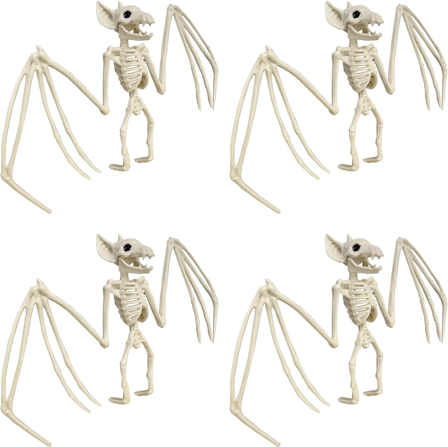 Esqueleto de animal de Halloween, horrible esqueleto de murciélago de simulación, mordazas móviles de hueso de murciélago vívidos para decoración de