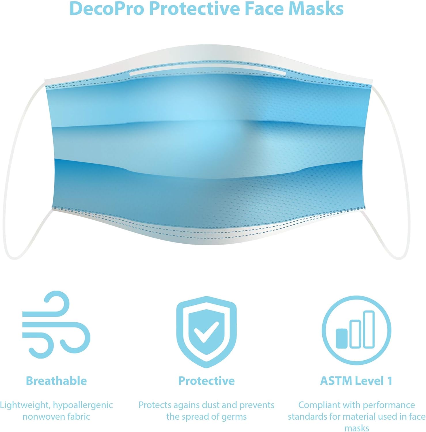 100 máscaras faciales desechables de procedimiento, protección de seguridad para la boca y la nariz, barrera de filtro de 3 capasfabricadas y
