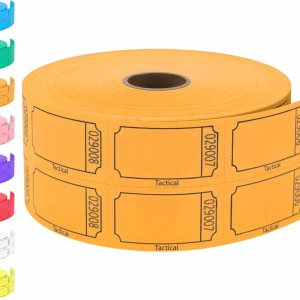 Tacticai 1000 boletos para rifa, en blanco, naranja (selección de 8 colores), rollo doble para eventos, entrada, recompensa de clase, recaudación de Tacticai 1000 boletos para rifa, en blanco, naranja (selección de 8 colores), rollo doble para eventos, entrada, recompensa de clase, recaudación de