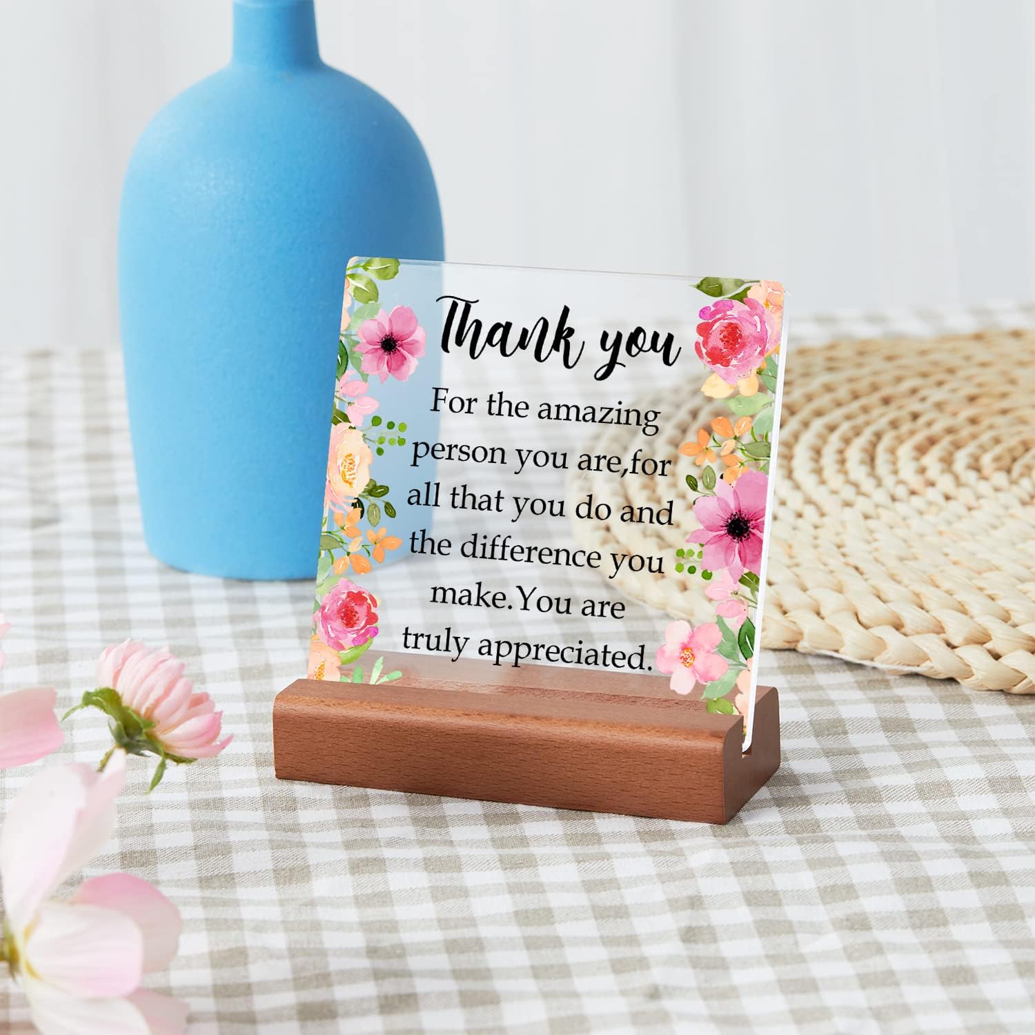 Cartel de agradecimiento de despedida para mujeres, hombres, amigos, jefes, regalo de jubilación, placa cuadrada de acrílico con soporte de madera
