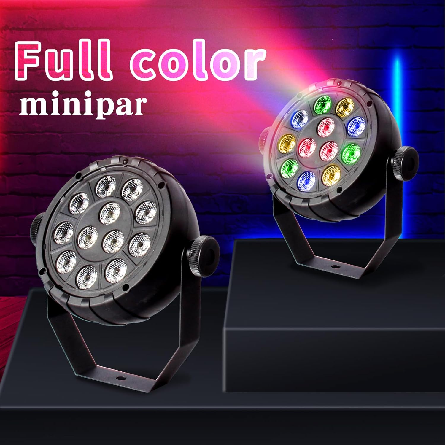 Luz de DJ, 12 luces LED para fiestas de interior, control de luz de escenario móvil activado por sonido, bola de discoteca para bar, concierto,