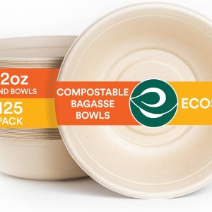 ECO SOUL Cuencos de sopa 100% compostables de 32 onzas (paquete de 125) cuencos desechables resistentes I Tazón de papel resistente I Ensaladera ECO SOUL Cuencos de sopa 100% compostables de 32 onzas (paquete de 125) cuencos desechables resistentes I Tazón de papel resistente I Ensaladera