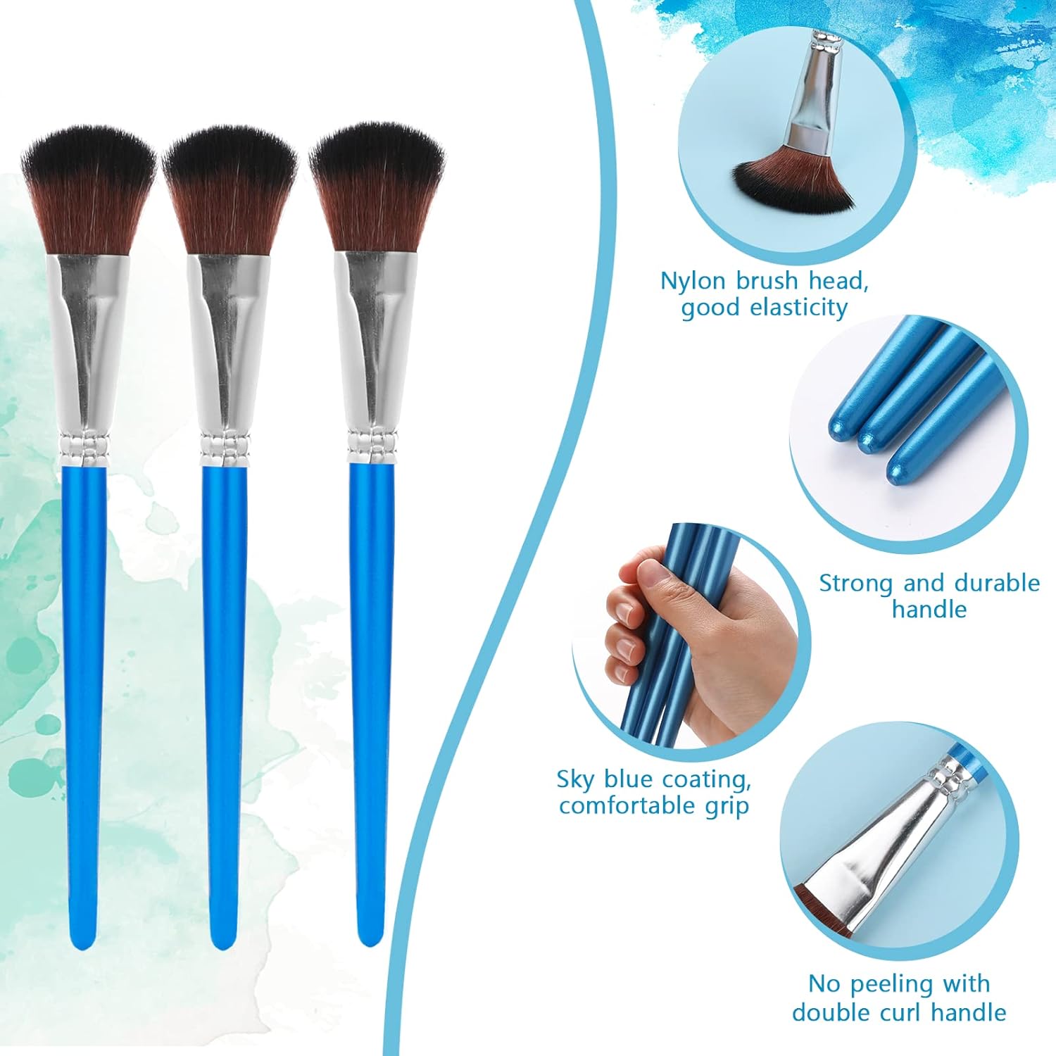 6 pinceles para fregona para pintura acrílica, pincel de mezcla de 1 pulgada, pinceles de pintura para pintura acrílica, pincel ovalado para