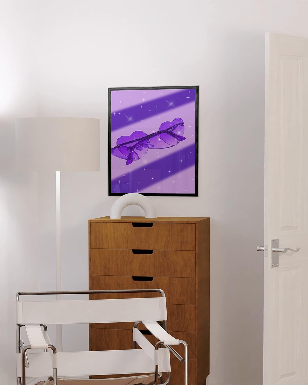 HAUS AND HUES Arte de gafas de sol para decoración estética de habitación, arte estético de pared morado y pósteres morados fríos para habitación,