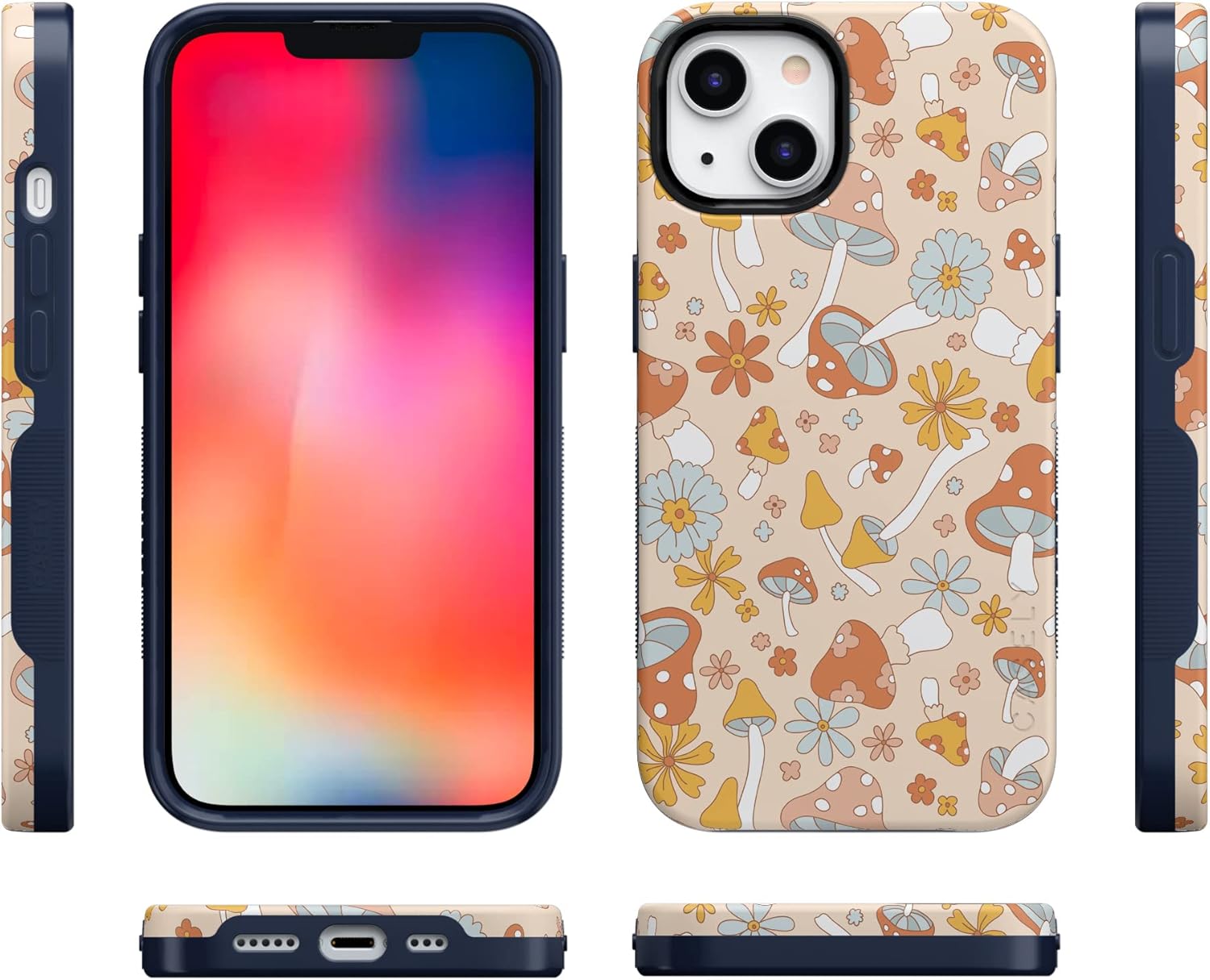 Casely Funda para iPhone 13  Magia de hongos  Floral retro  Compatible con MagSafe