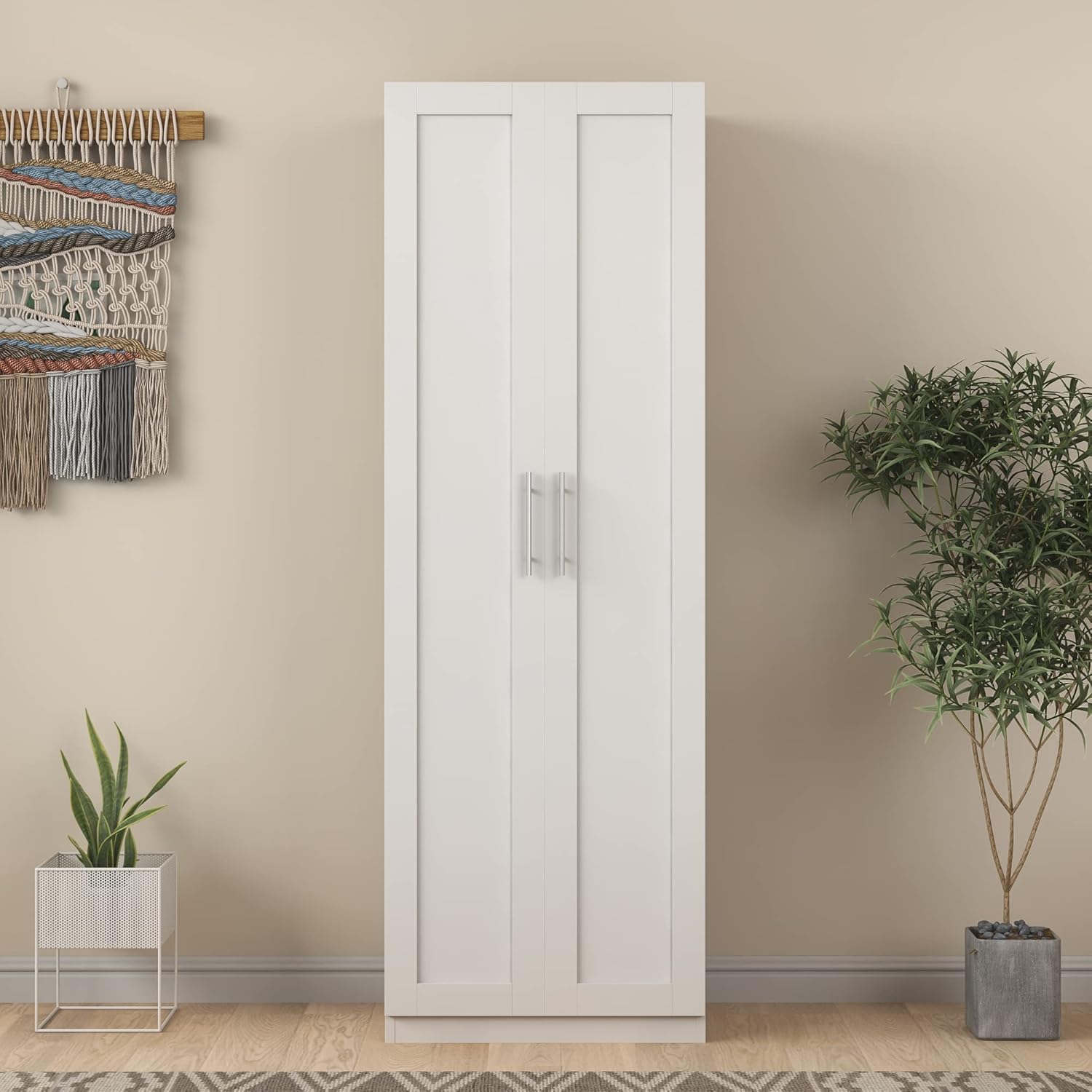 EMKK Armario de 71 pulgadas de alto con estantes, 2 puertas, armario de almacenamiento para armario, cómoda de madera Ar Moire para dormitorio,