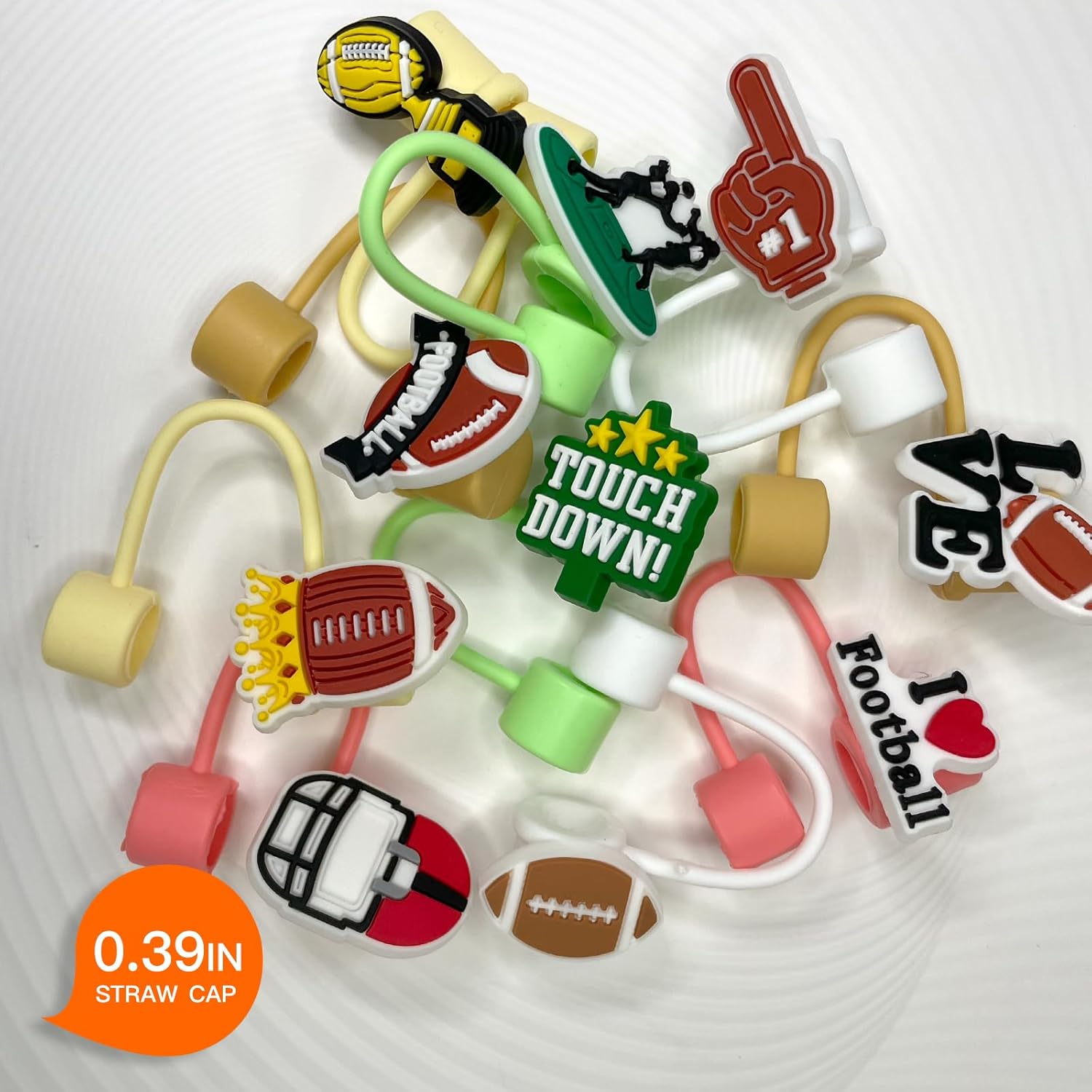 10 vasos con popote de fútbol para vaso Stanley, 2564 pulgadas, protectores reutilizables, tapas para accesorios de copa (10 unidades de fútbol de