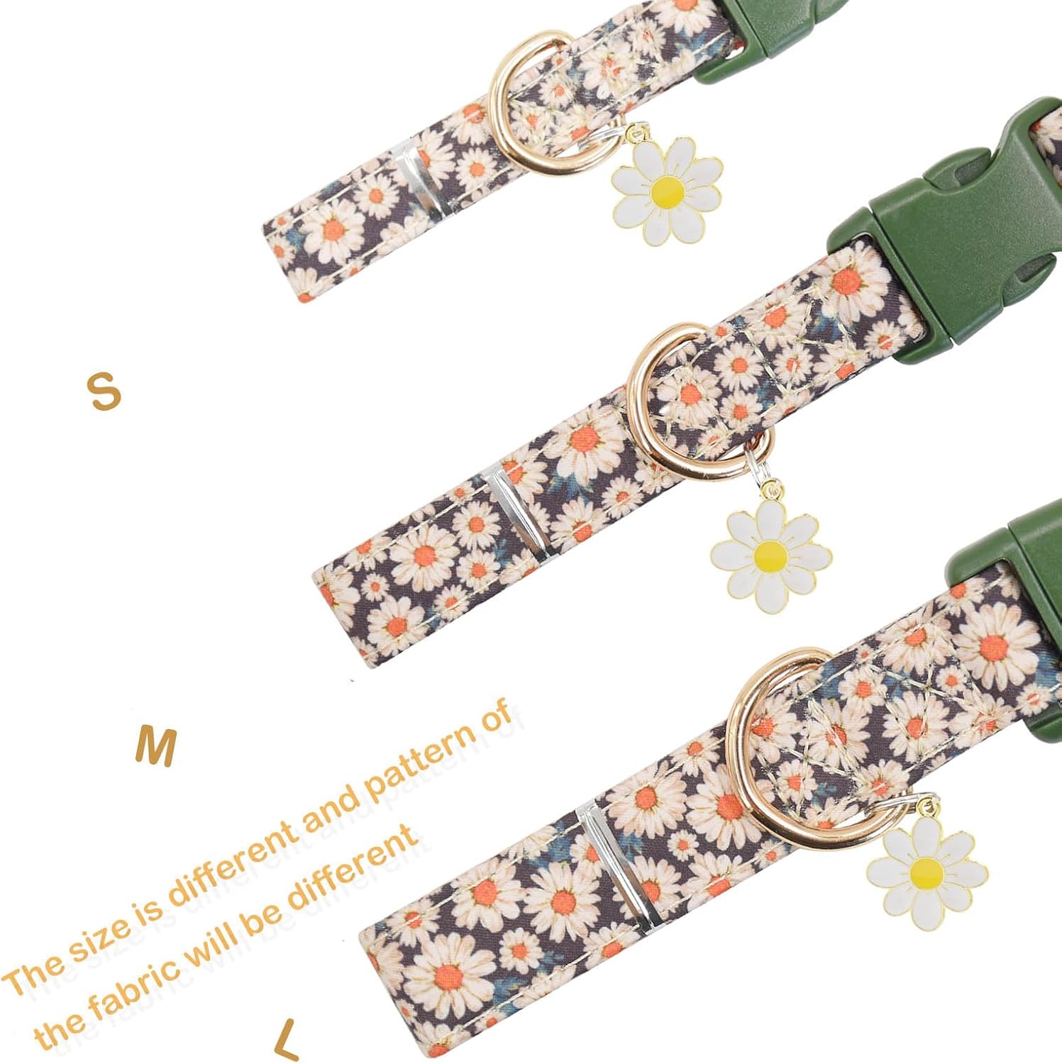 Lindo collar de algodón para perro, patrones de flores, collares suaves y ajustables para cachorros, para hembras pequeñas, medianas y grandes, con