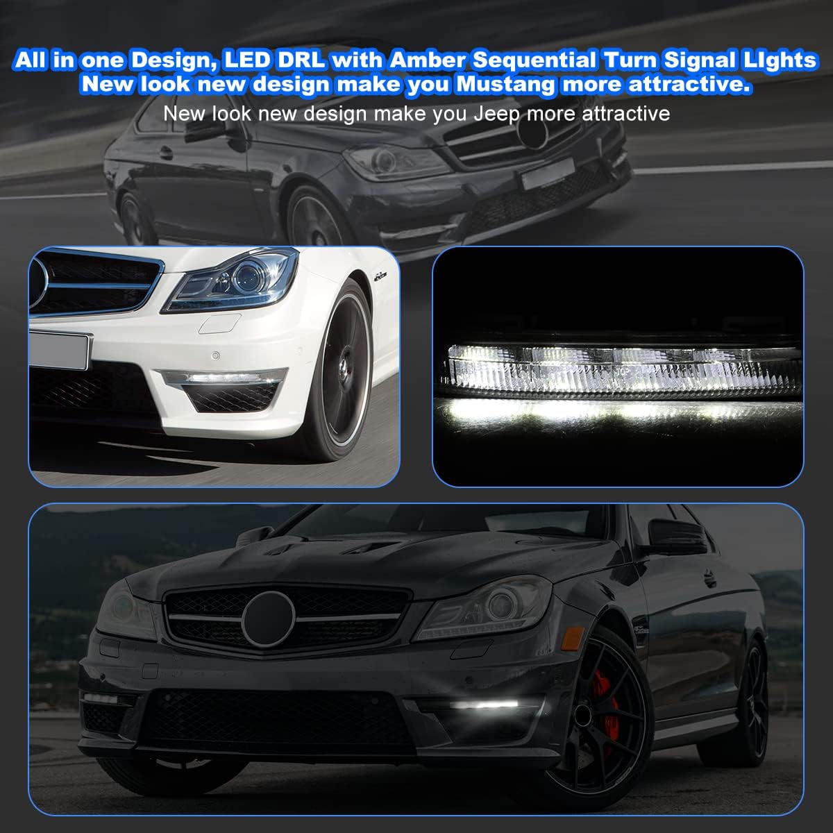 Nixon Offroad Luces antiniebla LED para Mercedes Benz C200C300C63 AMG 2012-2014, luces antiniebla para Mercedes Benz C250C350 2012-2015 (solo modelo