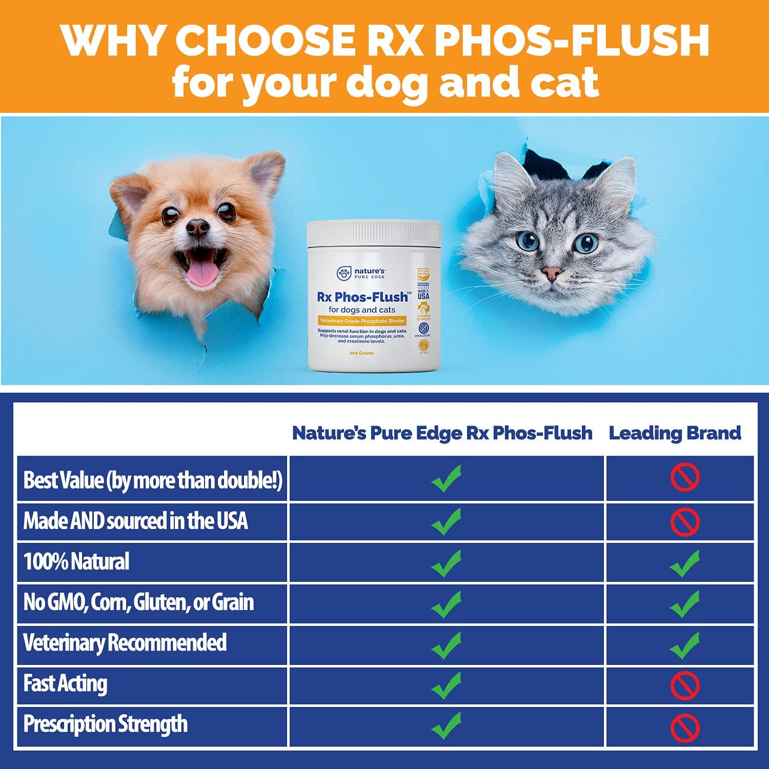 Rx Phos-Flush – Carpeta de fosfato extra grande de 7.05 oz. Soporte de riñón de perro y gato. Soporte para el tracto urinario felino. Complementa