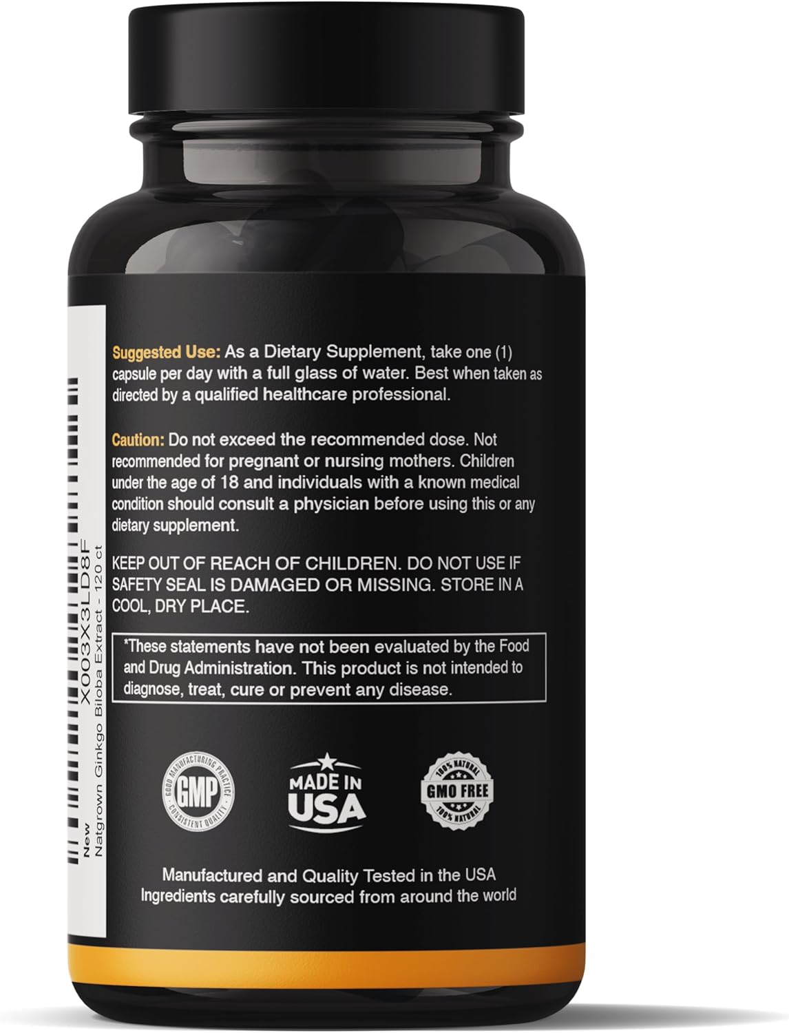 Natgrown Ginkgo Biloba 120mg – Cápsulas de extracto de ginkgo biloba extra fuerza, 120 unidades