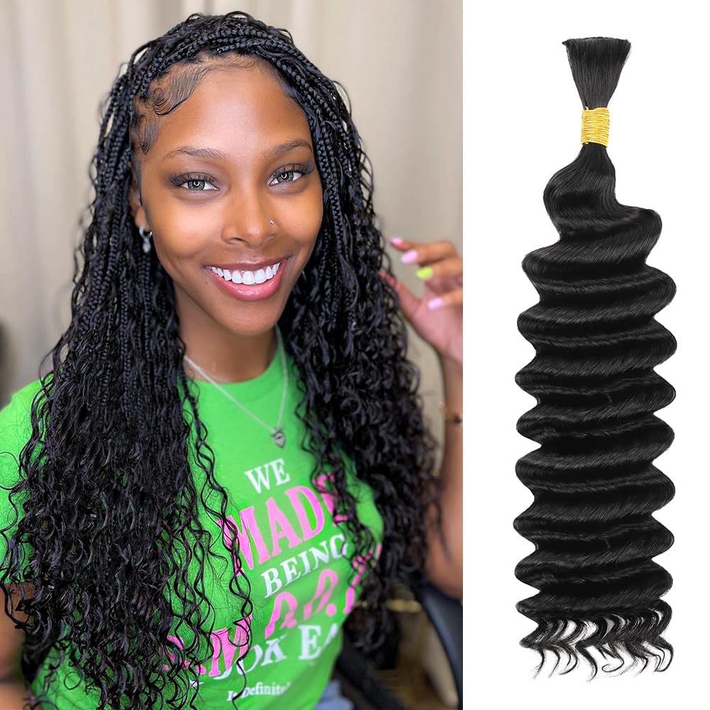 Cabello humano trenzado de 20 pulgadas, ondulado profundo, cabello humano a granel para trenzar, sin trama, 100% sin procesar, rizado micro cabello