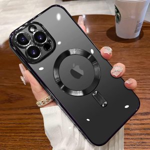 XSINOLI Magsafe – Funda para iPhone 14 Pro Max, funda magnética transparente con protector de pantalla y cubierta de cámara, funda galvanizada XSINOLI Magsafe – Funda para iPhone 14 Pro Max, funda magnética transparente con protector de pantalla y cubierta de cámara, funda galvanizada