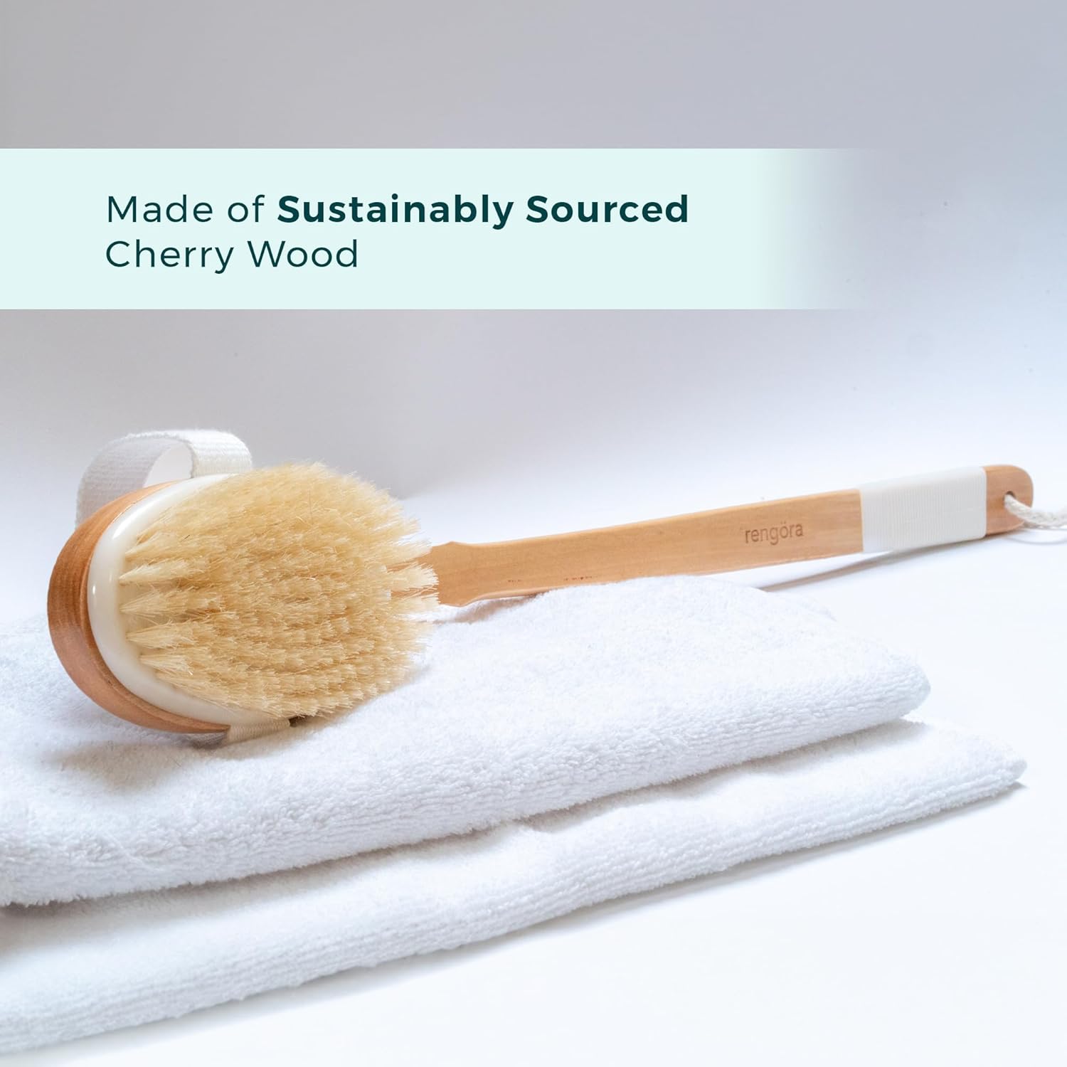 Back Scrubber for Shower – Exfoliating Body Scrubber – 20″ Long Handle – Natural Boar Bristle Shower Scrubber & Body Brush for Showering – Ideal