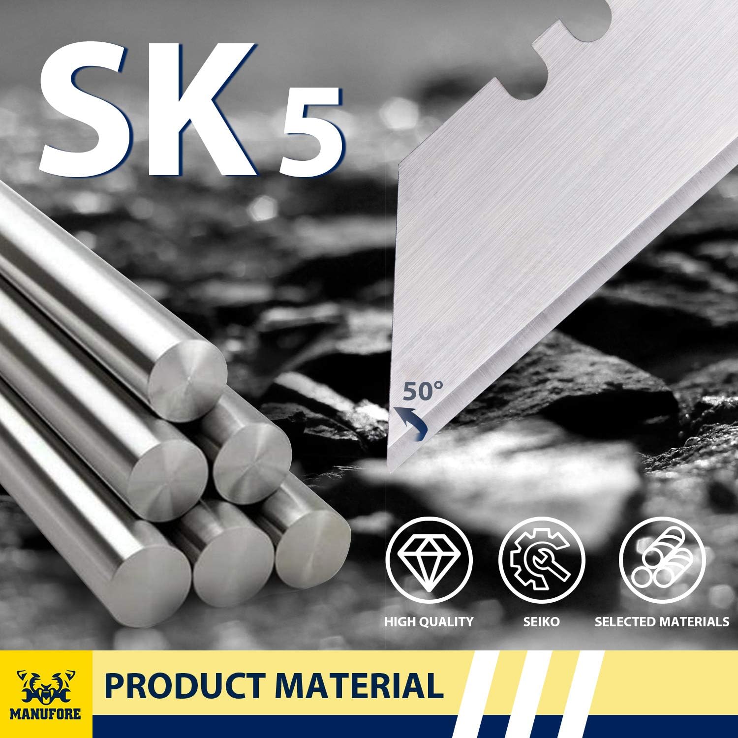 Cuchillas para cuchillos utilitarios dispensadores de cuchillas resistentes SK5 de acero 20 unidades