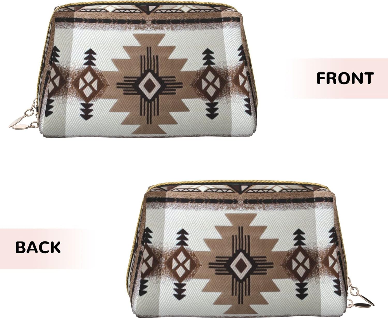 Akautosm Nativo Americano Pequeña Bolsa de Cosméticos PU Cuero Portátil Bolsa de Maquillaje Bolsa Organizador de Viaje para Artículos de Aseo de