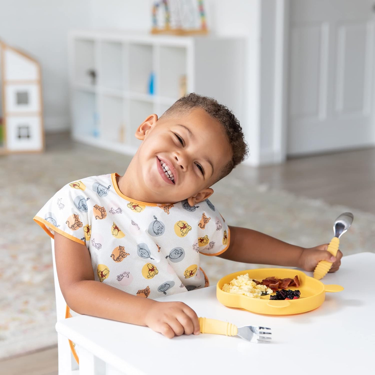 Bumkins Baberos para bebés y niños pequeños, baberos para niñas y niños, grandes para 1-3 años, babero impermeable de manga corta para niños