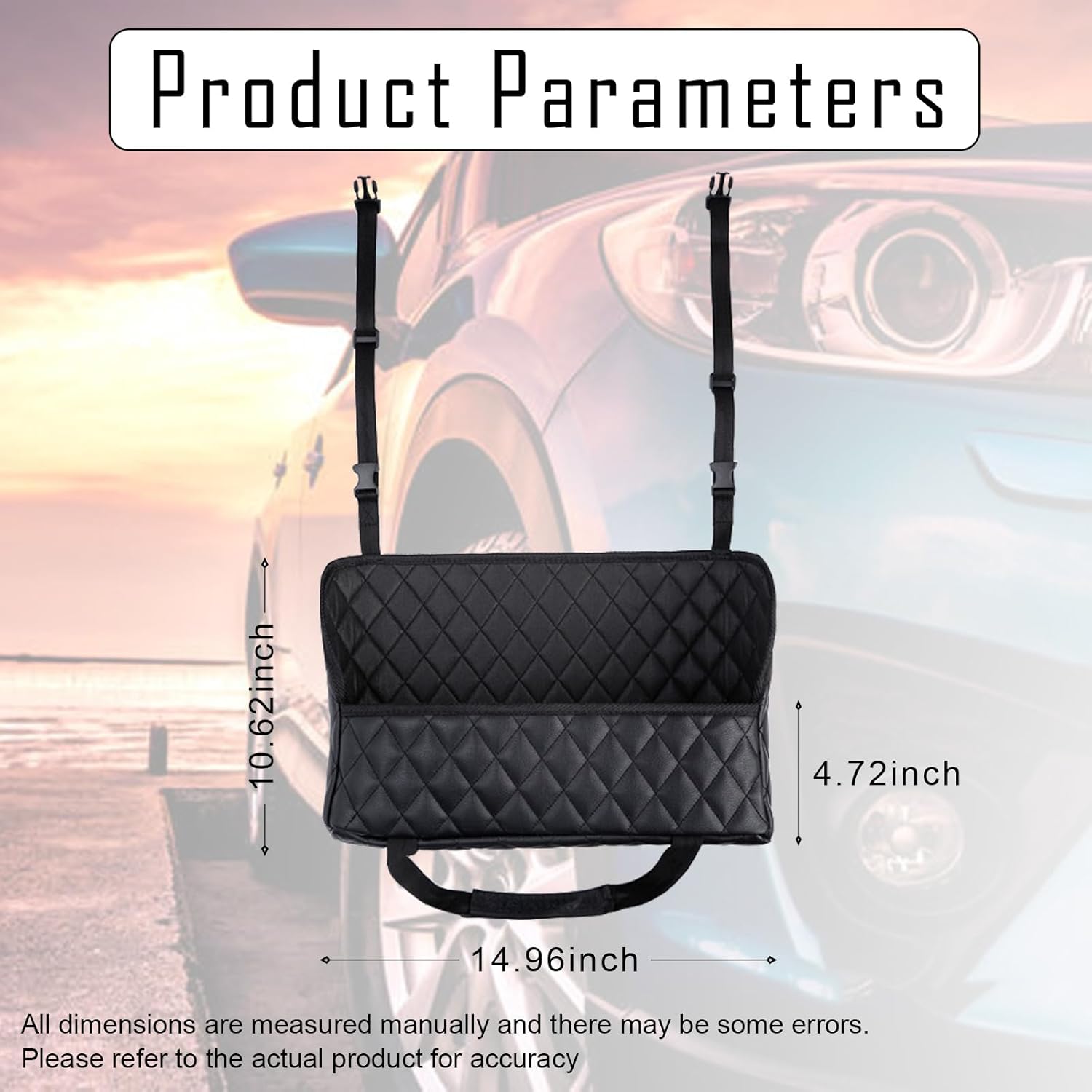 1 soporte para bolso de mano de piel sintética para automóvil, soporte para bolso entre asientos, organizador de automóvil para asiento delantero,