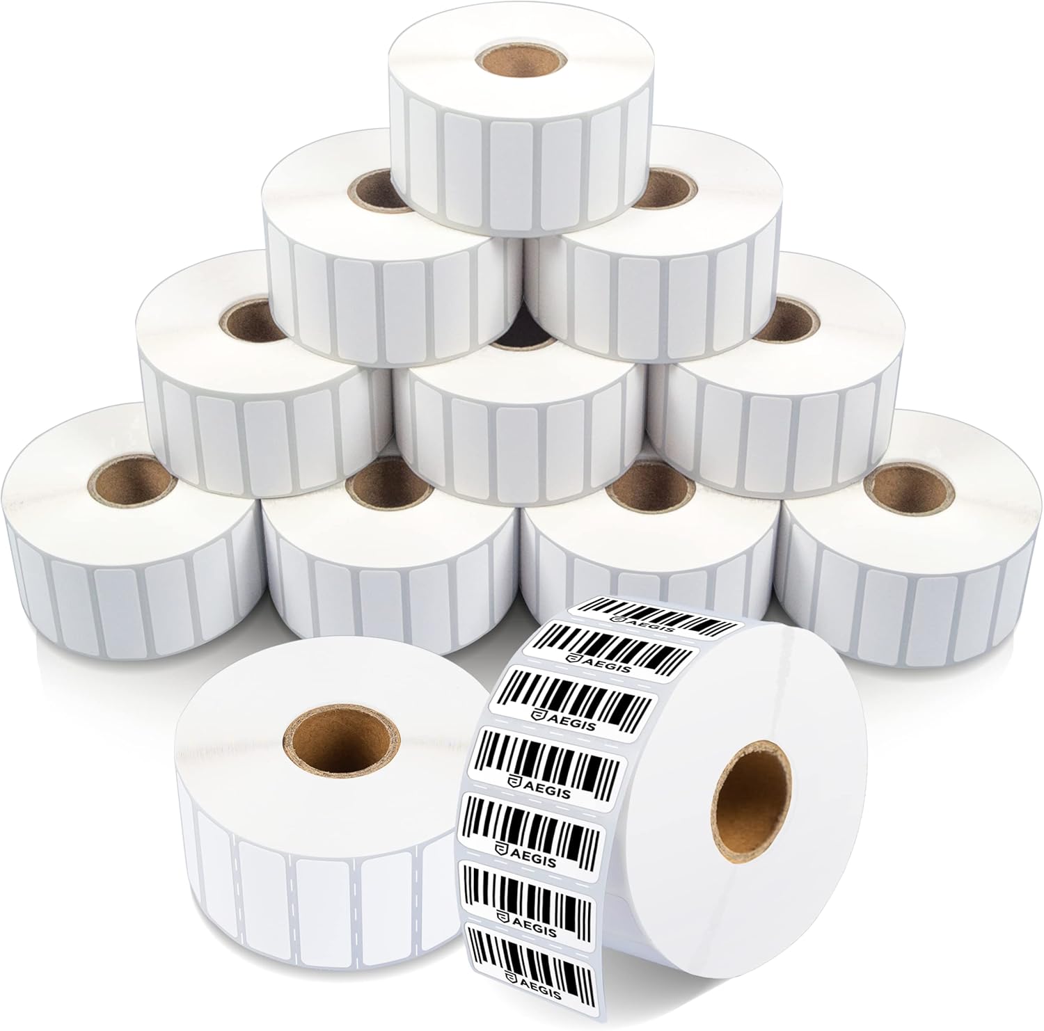 Aegis Adhesives – Etiquetas térmicas directas de 1.5 x 0.5 pulgadas, perforadas y compatibles con impresoras Rollo, Zebra y otras etiquetas de