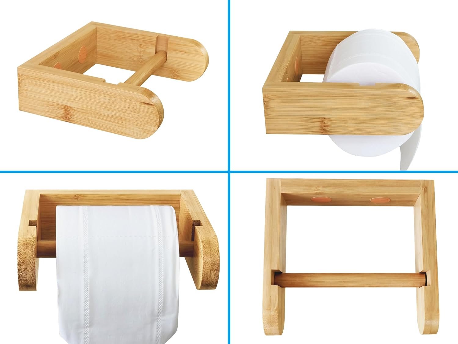 D&Joy Soporte de pared para papel higiénico de bambú, soporte de papel higiénico de madera, soporte redondeado de papel higiénico de 5 pulgadas con