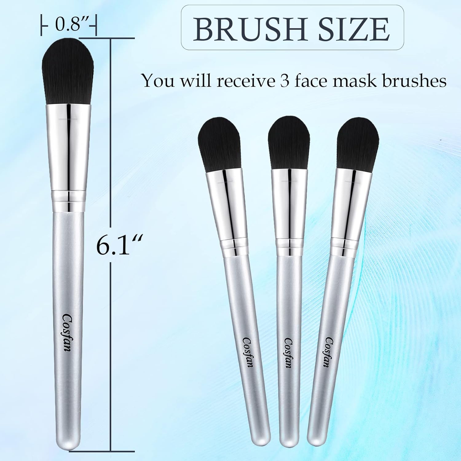Paquete de 3 cepillos para mascarilla, cepillo de máscara facial, brochas de maquillaje de base de cerdas sintéticas para barro, suero, cáscara,