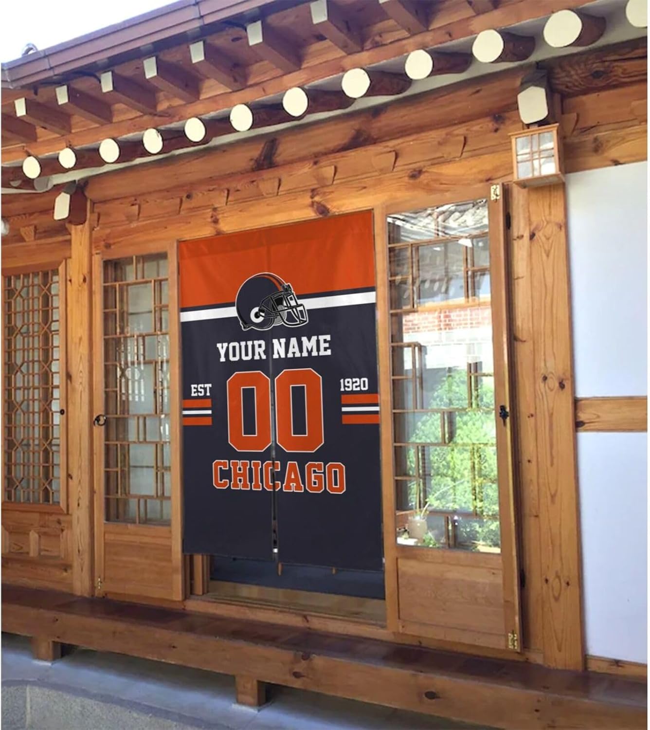 RIAWARME Chicago – Cortinas para puerta, panel de cortina personalizado con número de nombre, cortina japonesa personalizada para dormitorio,