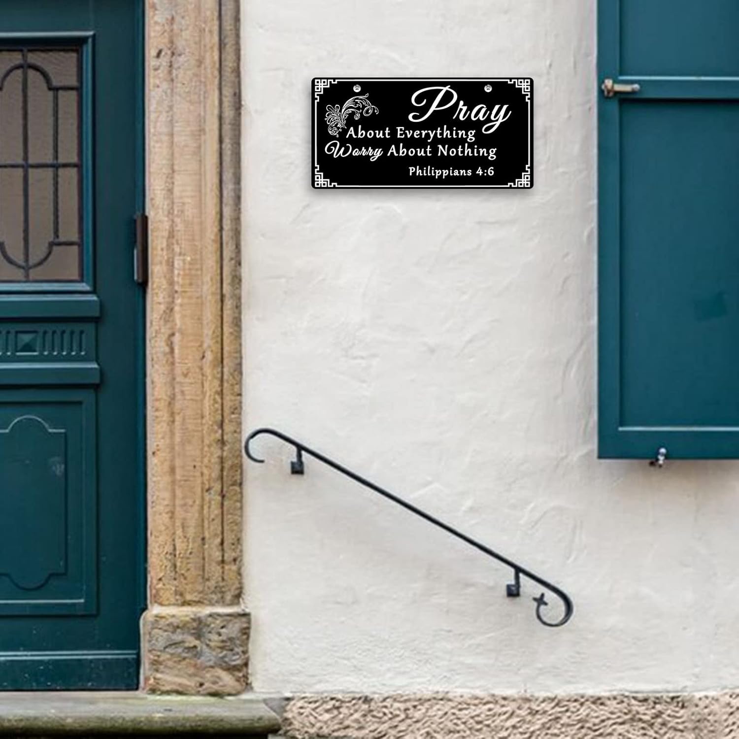 Letrero de placa colgante con versículo bíblico para la puerta delantera, letrero de oración para decoración del hogar, regalos de inauguración de