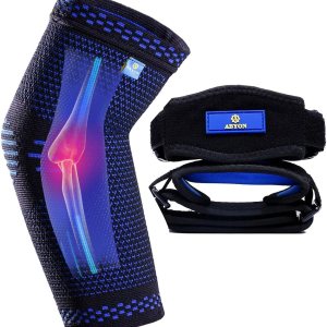 ABYON Paquete de 3 coderas profesionales de grado médico, manga de compresión de codo (1 unidad) + codera de tenis (2 unidades), equipo de apoyo ABYON Paquete de 3 coderas profesionales de grado médico, manga de compresión de codo (1 unidad) + codera de tenis (2 unidades), equipo de apoyo