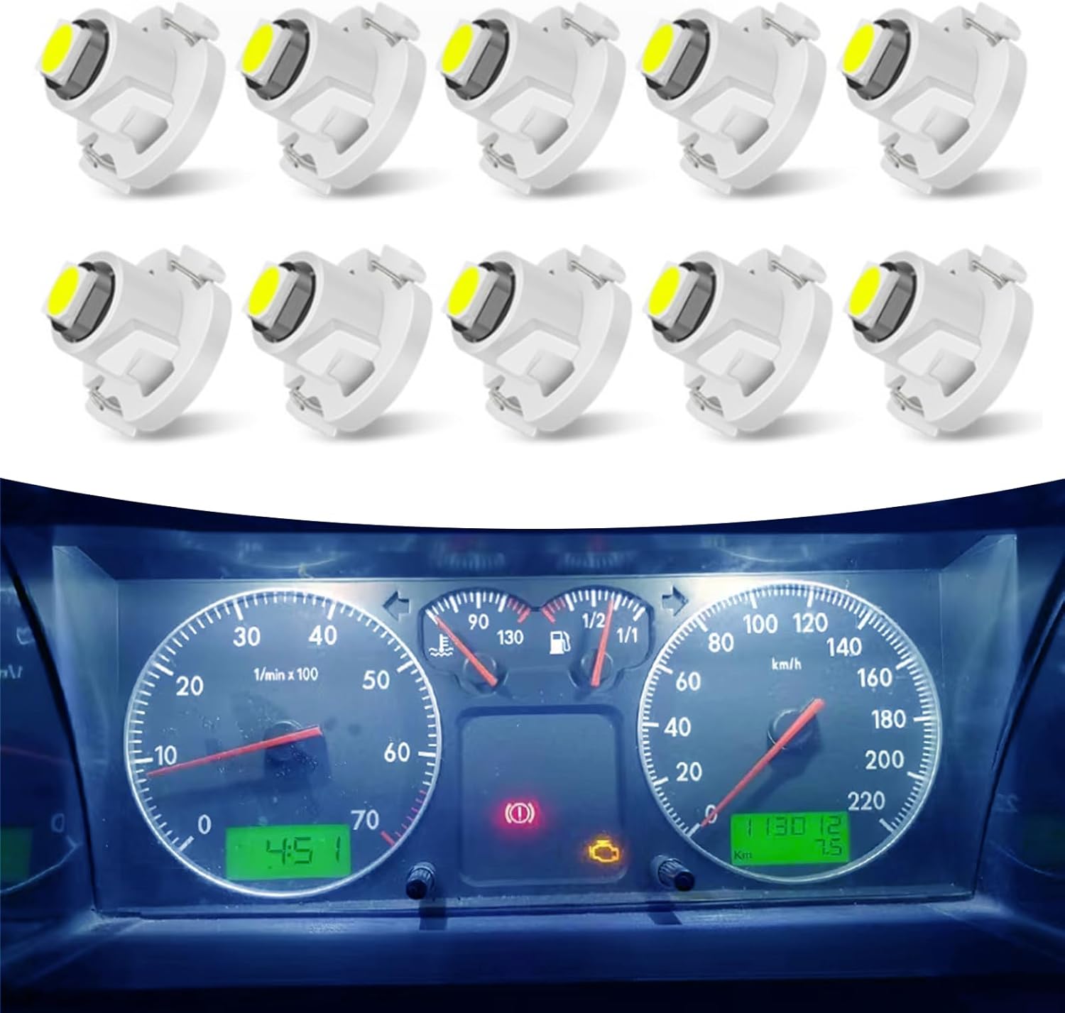 yvshy 10 lámparas de escritorio T4.2 para instrumentos de automóvil, carcasa ABS 3030 de 12 V, estructura sin filamento, luz indicadora ultra