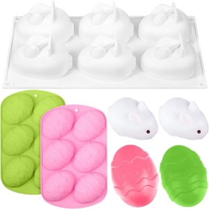 Molde para hornear de 3 piezas con forma de huevo de Pascua y conejo, molde de chocolate para Pascua hecho a mano, jabón pastelería, pastel, postre, Molde para hornear de 3 piezas con forma de huevo de Pascua y conejo, molde de chocolate para Pascua hecho a mano, jabón pastelería, pastel, postre,