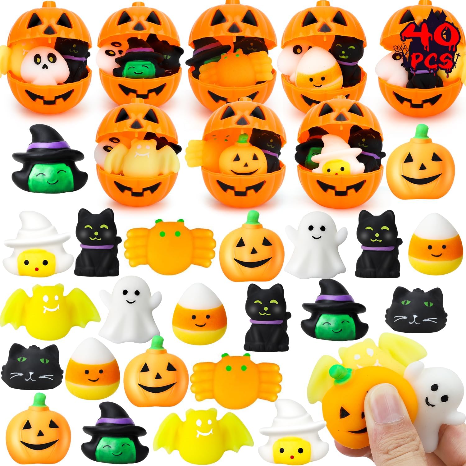 TOY Life 40 piezas de juguetes blandos de Halloween a granel, golosinas de Halloween, no dulces, regalos de fiesta de Halloween, premio de
