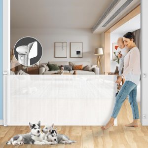 Puertas retráctiles para bebés sin perforaciones, 78 pulgadas extra anchas para gran apertura, seguridad para niños y mascotas, puerta de malla Puertas retráctiles para bebés sin perforaciones, 78 pulgadas extra anchas para gran apertura, seguridad para niños y mascotas, puerta de malla