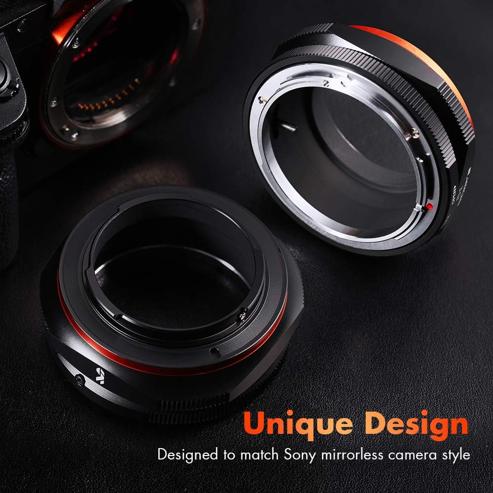 K&F Concept Adaptador de montaje de lente FD a E compatible con Canon FD FL Mount Lens a E NEX Mount Cámaras sin espejo con diseño de barniz mate