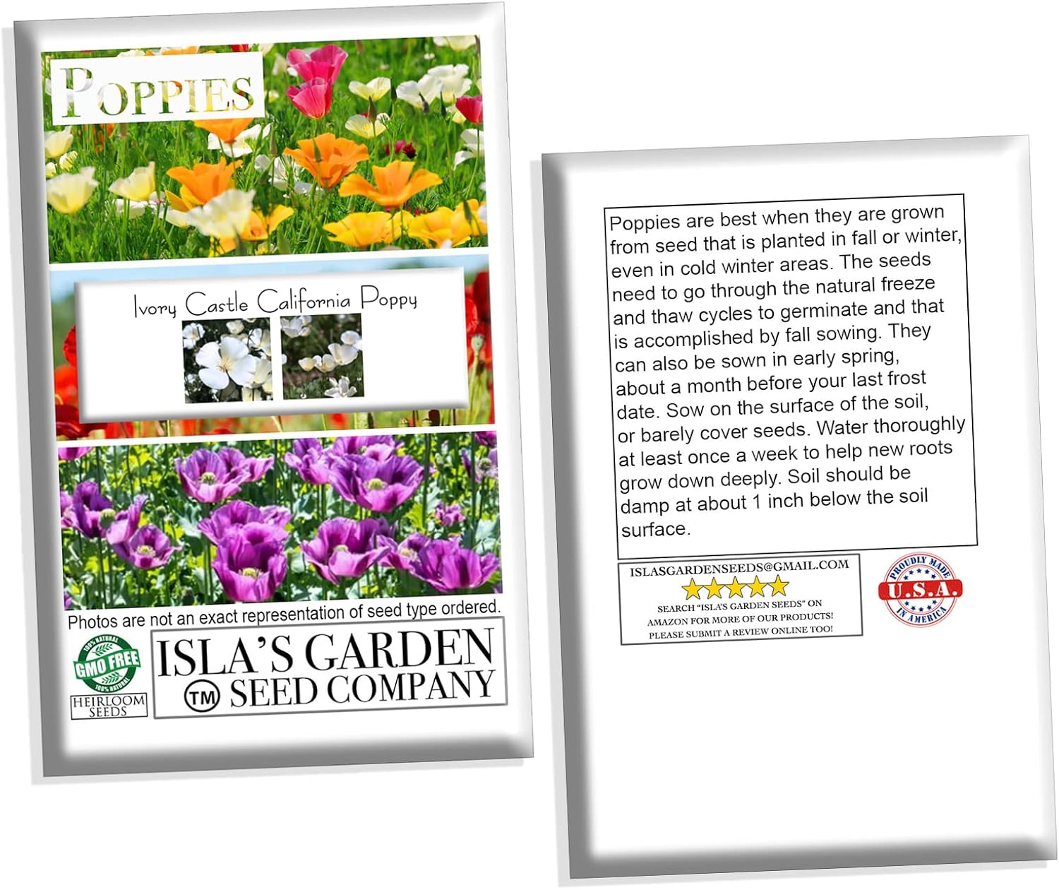 Semillas blancas de amapola de California para plantar “Ivory Castle”, más de 1000 semillas por paquete, semillas de jardín de Isla (semillas de