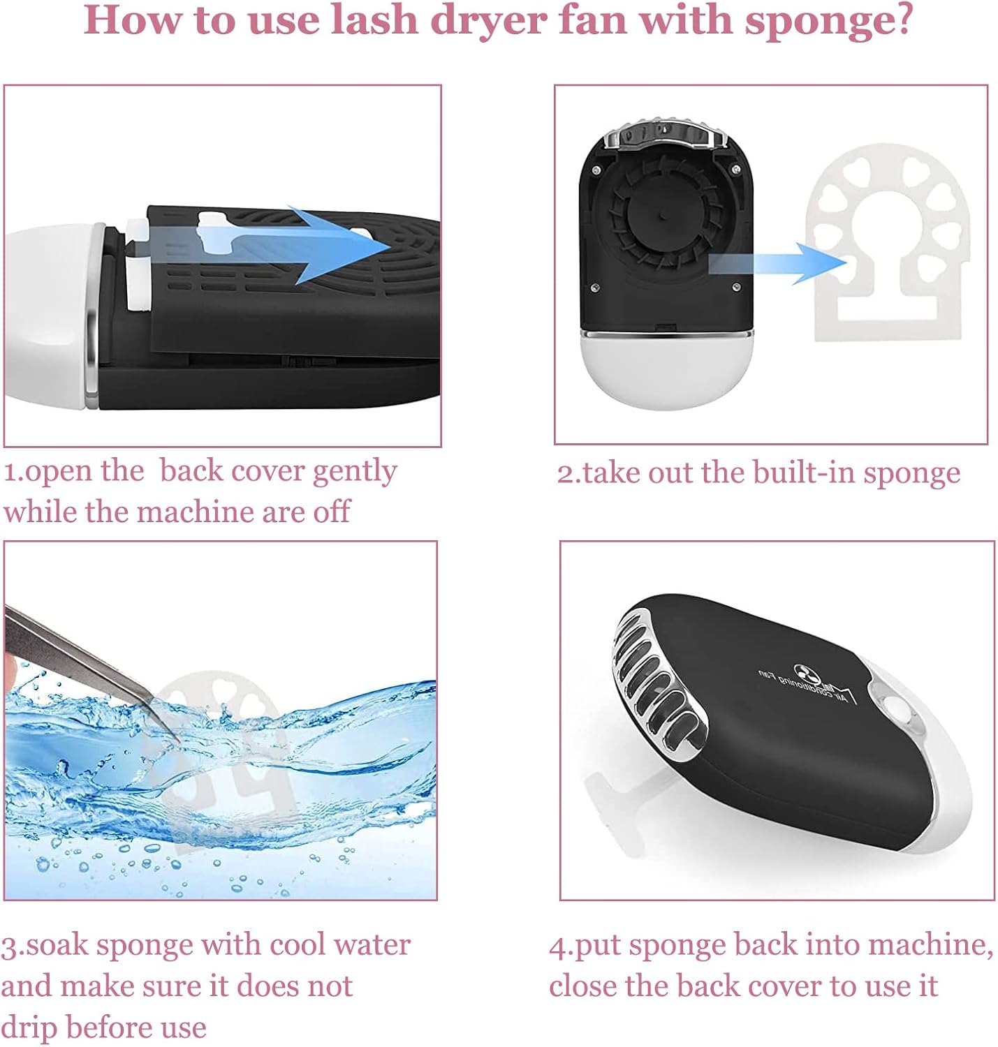 Extensiones de pestañas, ventilador de pestañas, secador de pestañas recargable por USB, ventilador de aire acondicionado, mini ventilador de