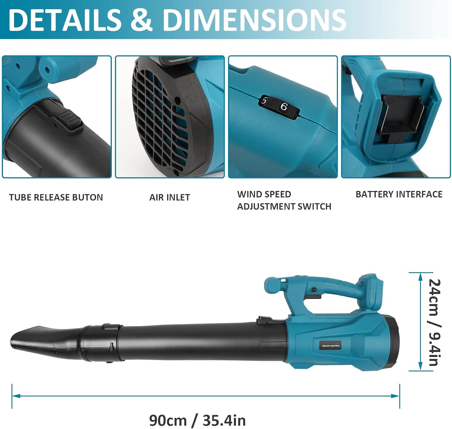 ARyee Soplador de hojas inalámbrico, soplador de hojas eléctrico de 20 V para el cuidado del césped con batería de 5.0 Ah y cargador rápido, modo de