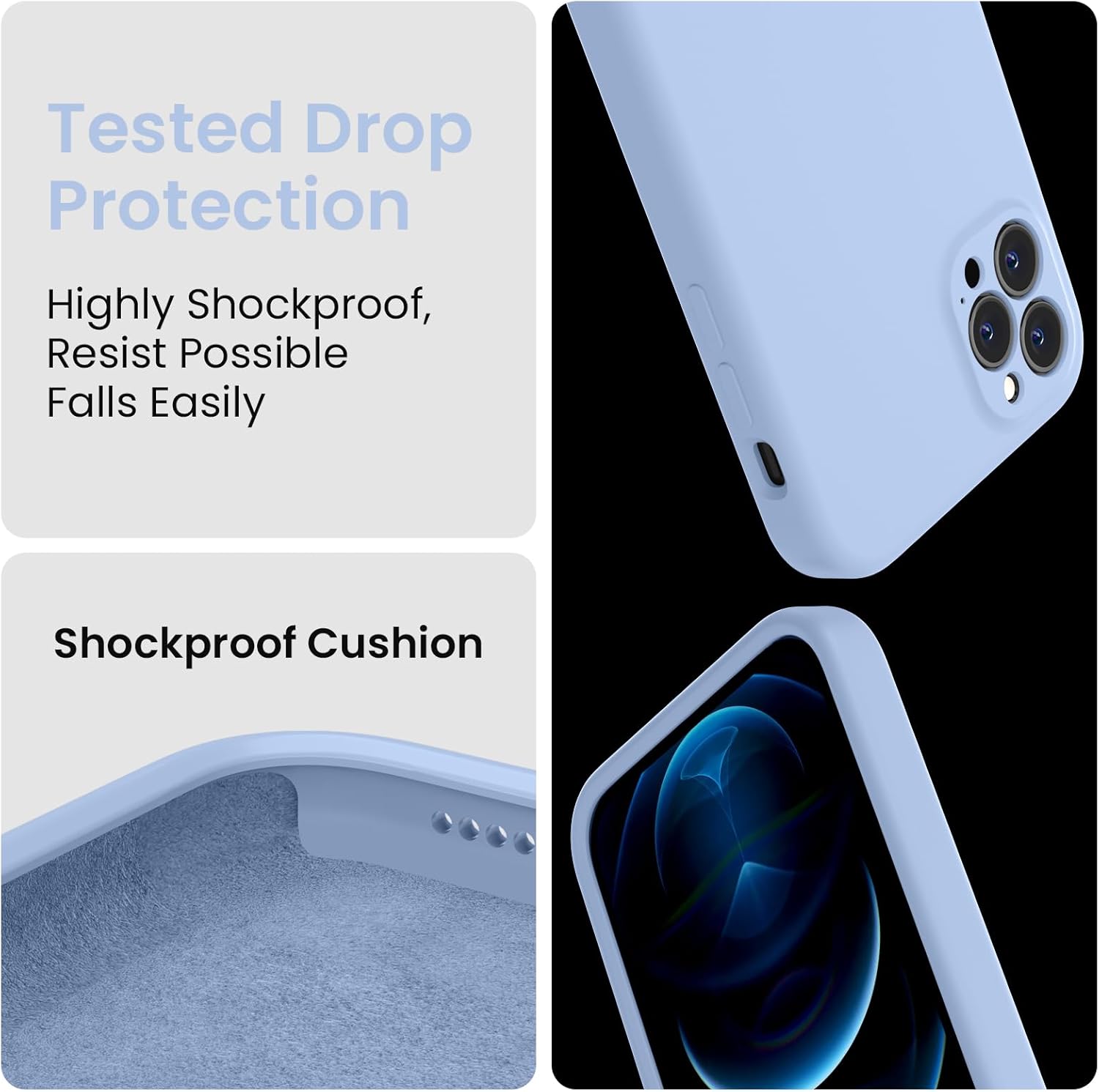 FireNova Funda para iPhone 12 Pro Max, funda de silicona mejorada protección de cámara con forro de microfibra suave antiarañazos, 6.7 pulgadas,