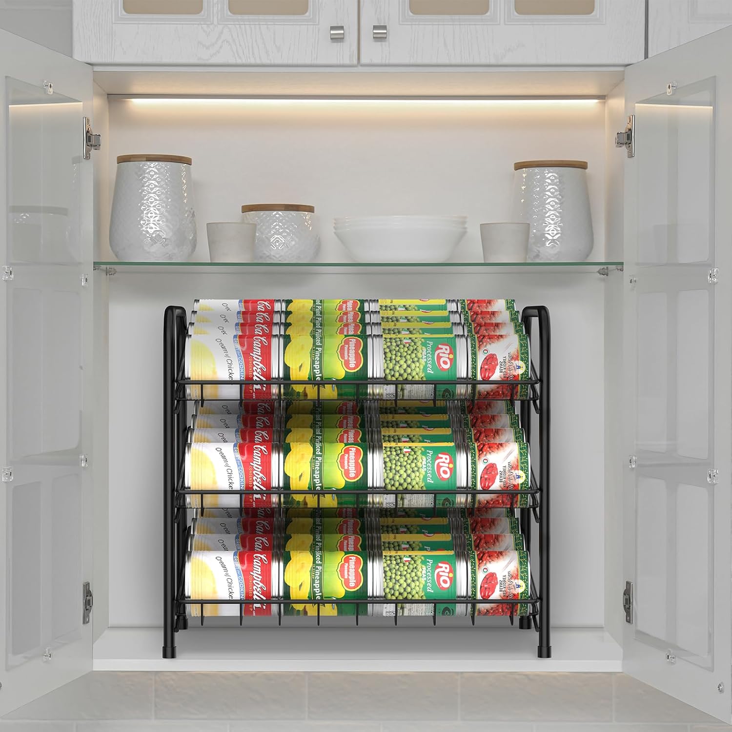 Organizador de latas, estante de almacenamiento de latas, organizadores de latas y almacenamiento para despensa, dispensador apilable de