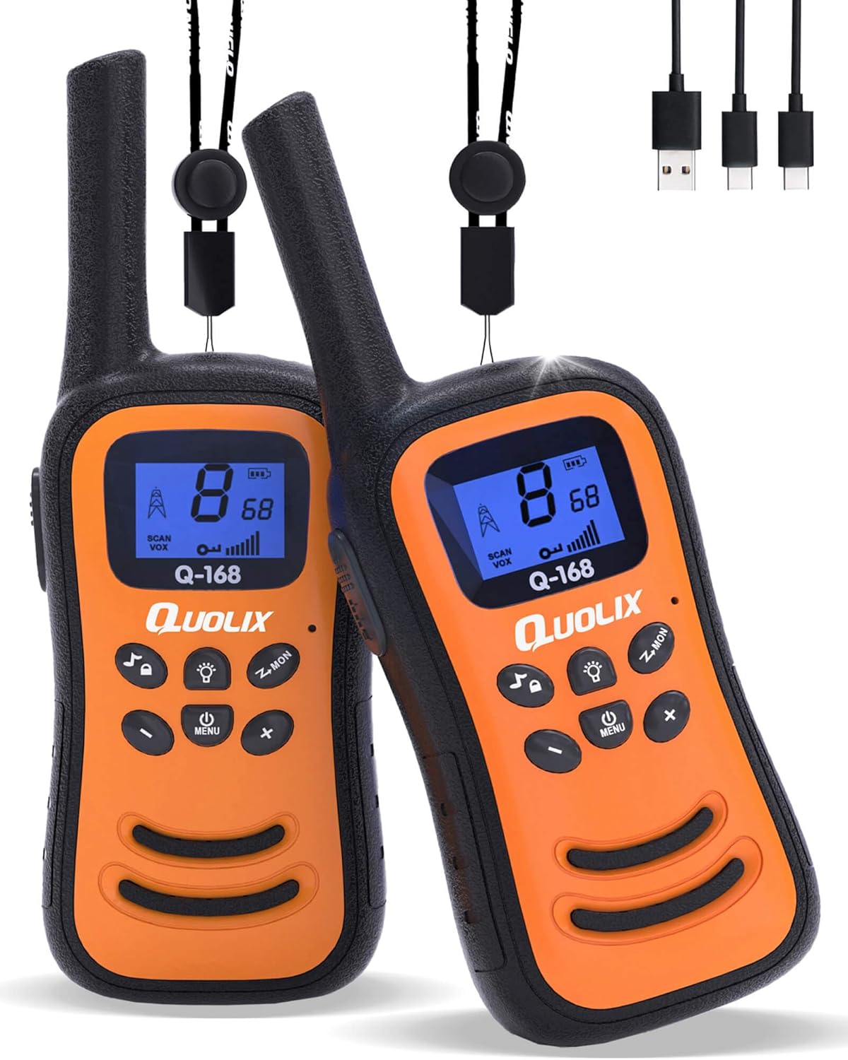 Walkie Talkies para niños, paquete de 2 unidades, juguete recargable para niños de 3 a 12 años, walkie talkie de largo alcance con 22 canales y