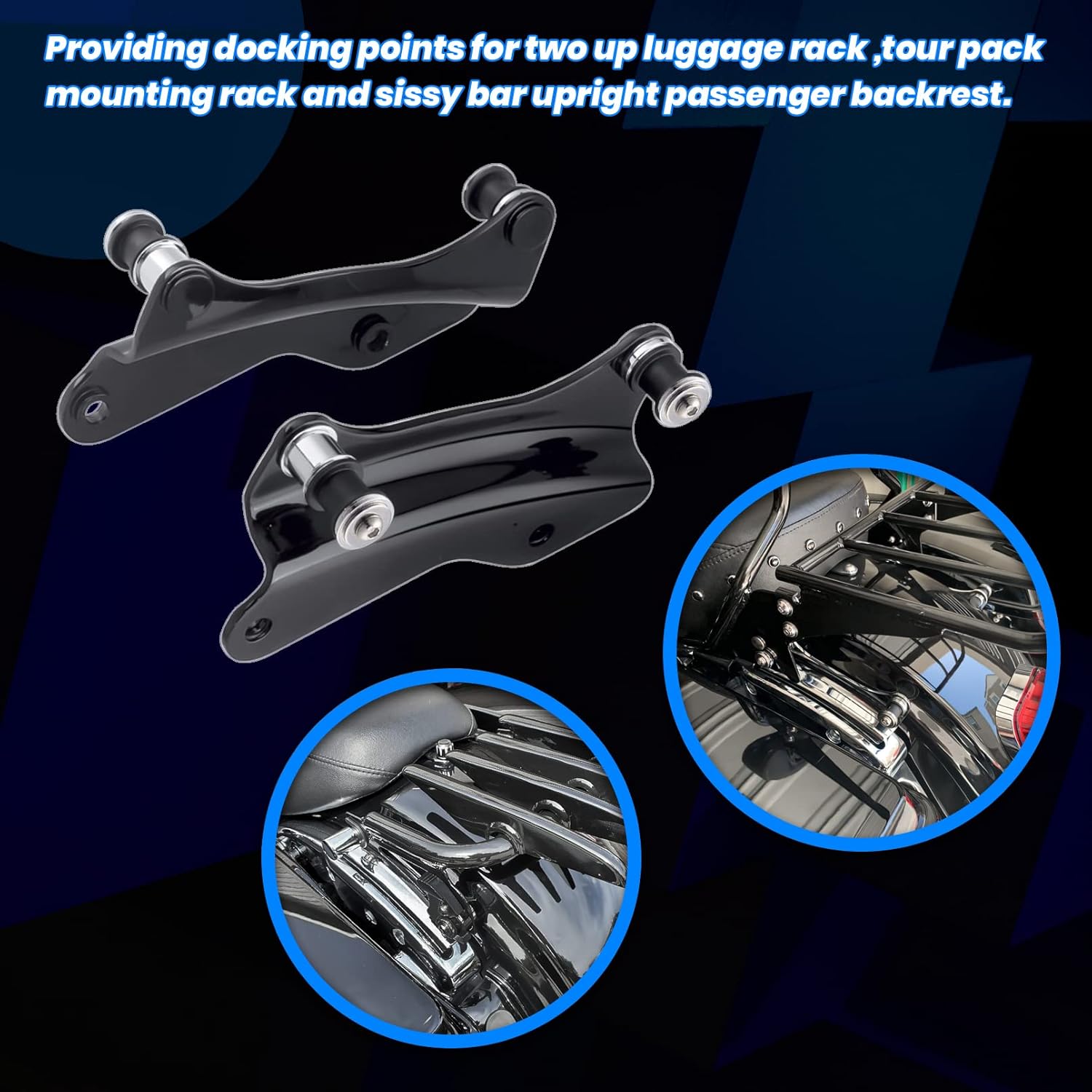 Benlari Kit de accesorios de acoplamiento de 4 puntos negro brillante 2014-2024 compatible con Harley Davidson Touring Street Glide Road Glide