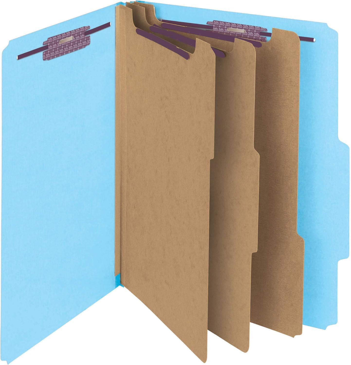 Smead – Carpeta de archivo para clasificación, de cartón prensado, con sujetadores SafeSHIELD, 3 divisiones, expansores de 7.6cm, tamaño carta, Azul