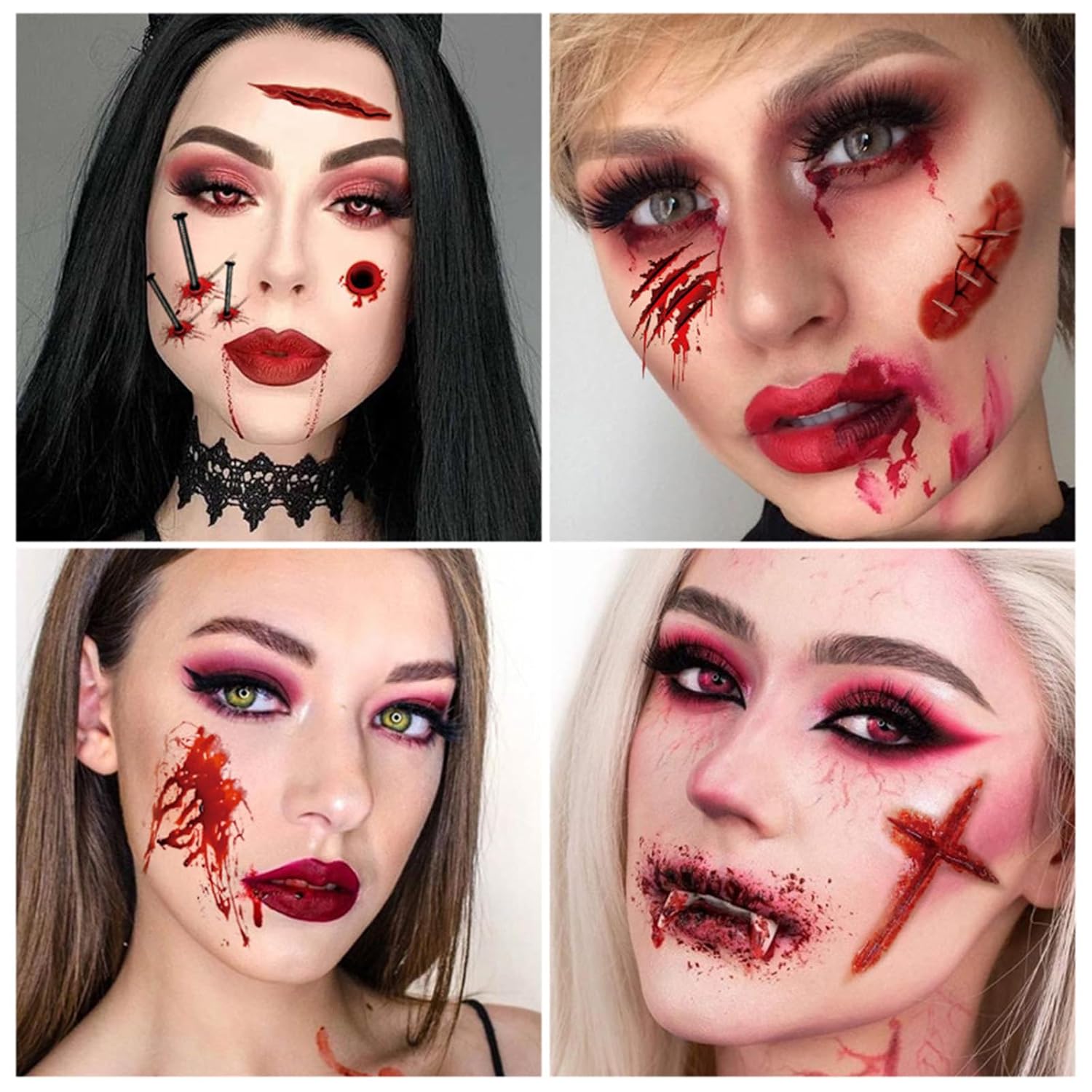 Tatuajes temporales de Halloween para cicatrices de Halloween, broma de Halloween, tatuajes, tatuajes de cicatrices falsas, calcomanías de puntada