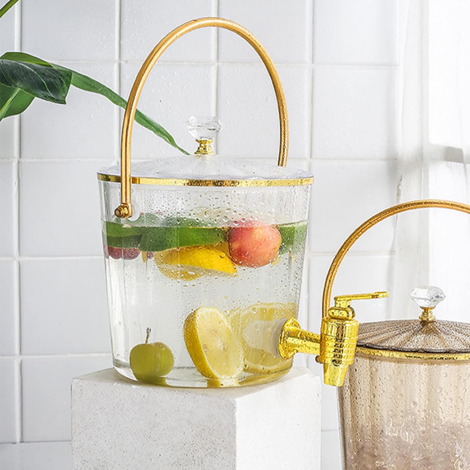 Zerodeko Dispensador de bebidas de terrario para nevera, dispensador de bebidas de plástico con grifo dispensador de limonada con tapas, recipiente
