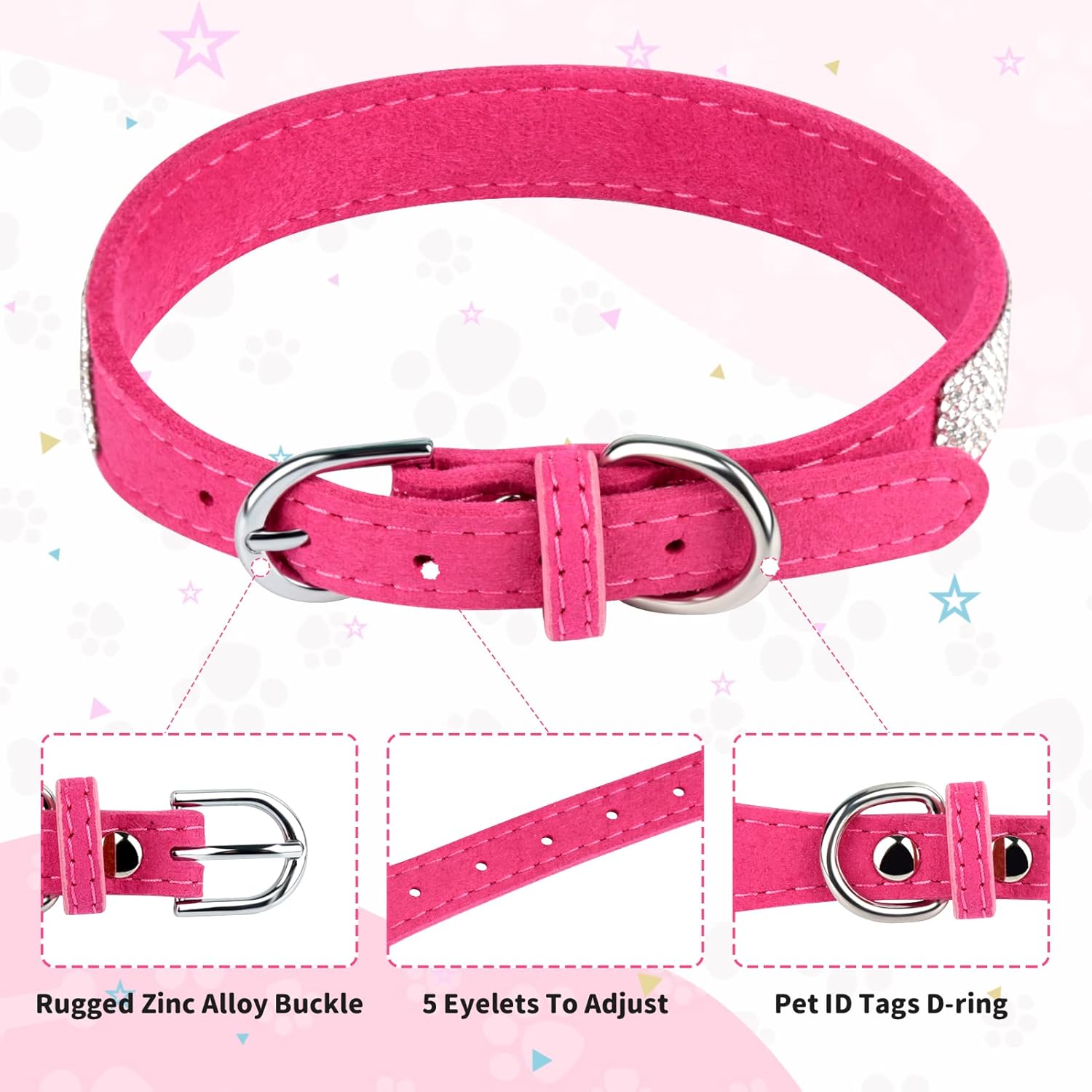 YTFU Bling – Collares de perro para perros grandes, collar de perro con diamantes de imitación para niñas, collar de perro elegante y deslumbrante