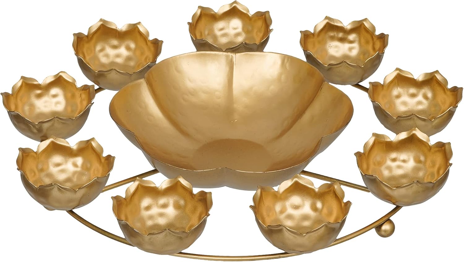 Sharvgun Urli – Cuenco urli con forma de loto de 9 piezas para decoración del hogar y Pooja, portavelas Urli para decoración del hogar y la oficina,